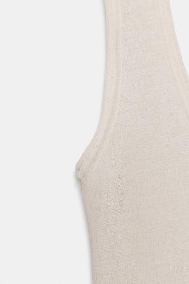 TOP MÉLANGE LAINE SANS MANCHES - Écru de Zara - Image 7