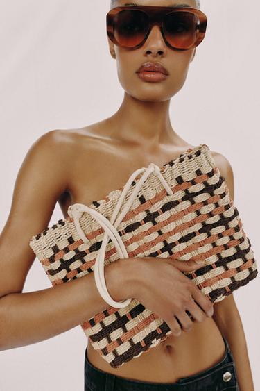 Zara ISPREPLETENA MINI SHOPPER TORBICA – Smeđa