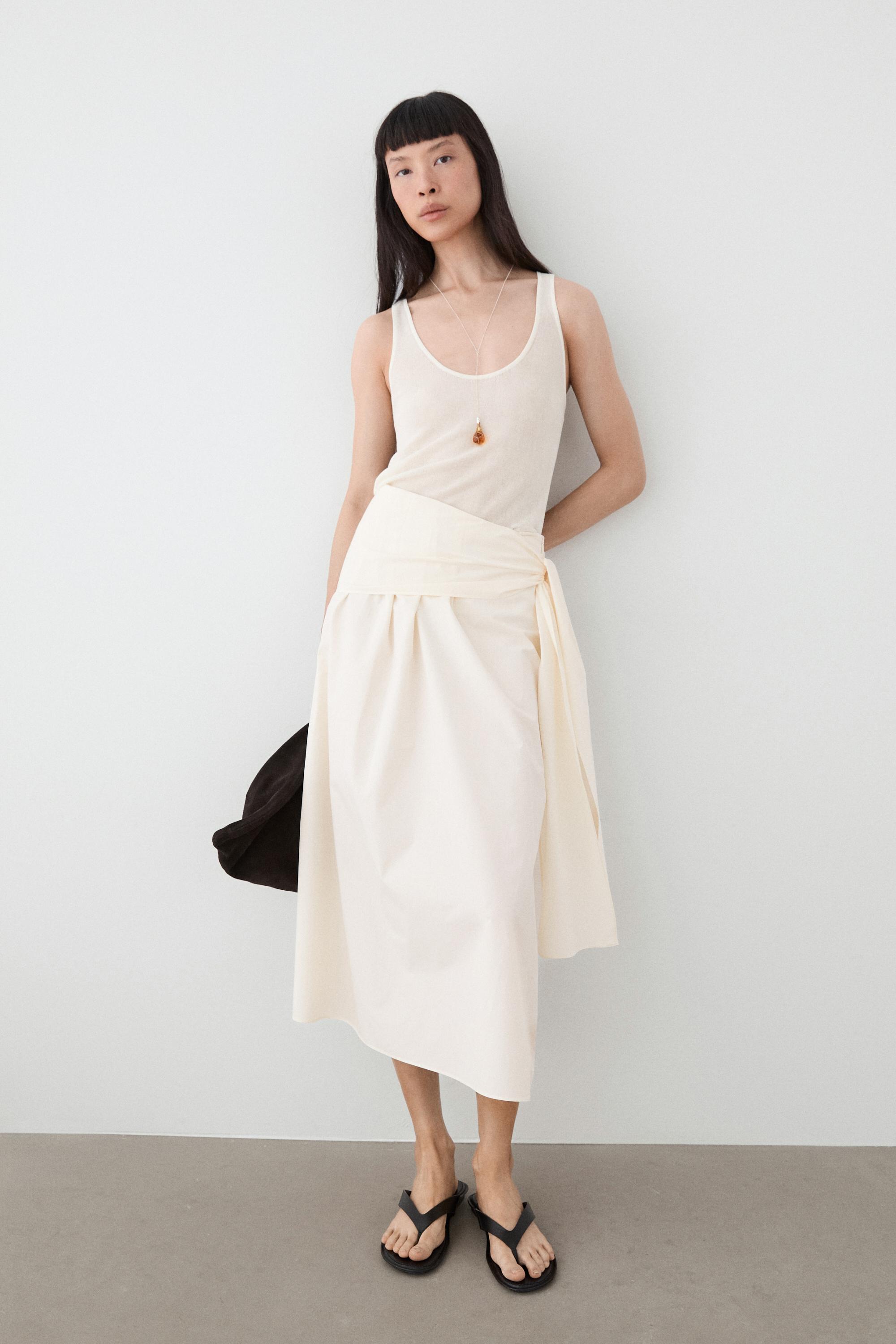 100% linen strappy top — Oyster-white