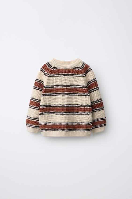 STRIPED KNIT JUMPER - Light beige by Zara - Image 0