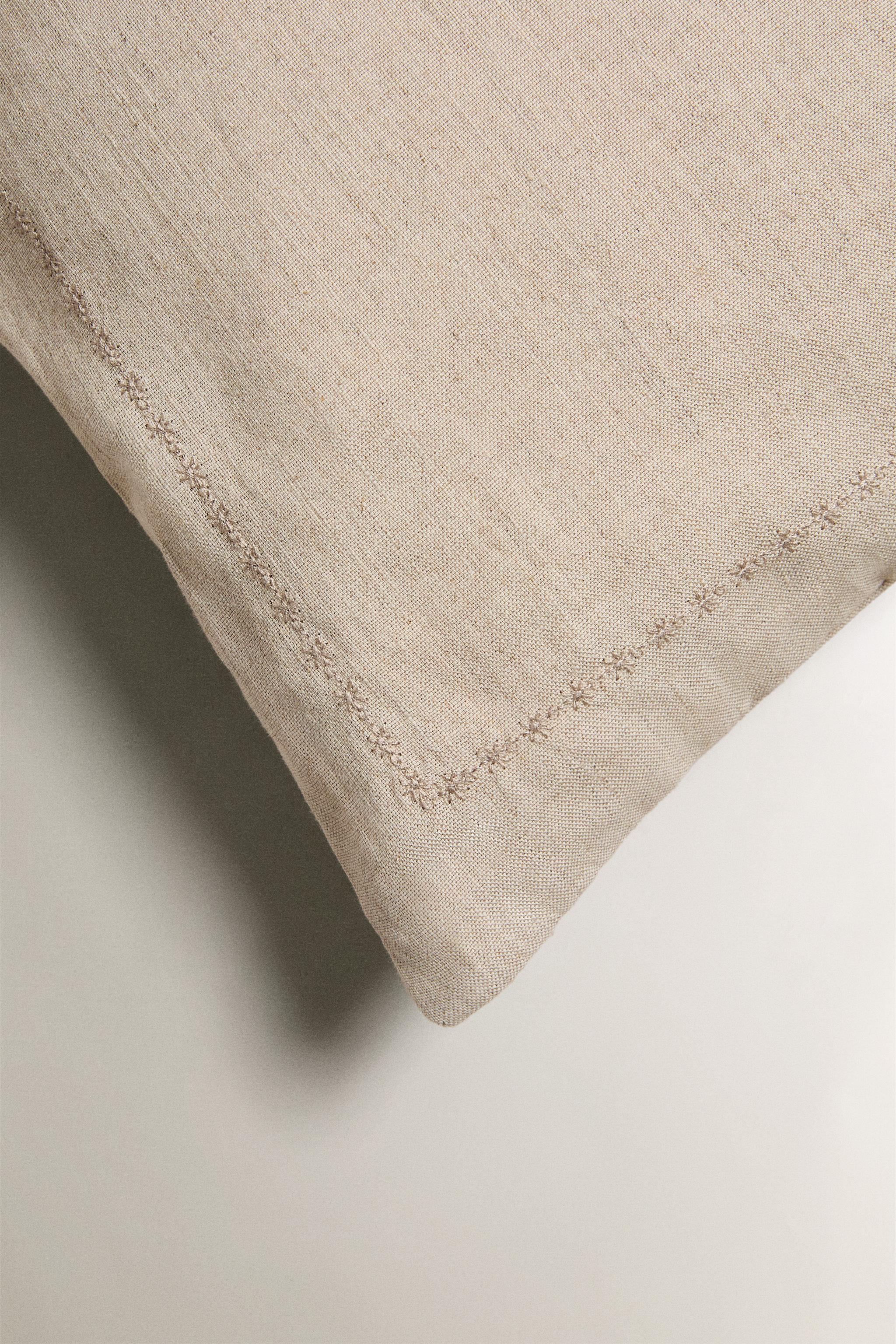 HOUSSE DE COUSSIN ÉDREDON LIN MATELASSÉ POIS