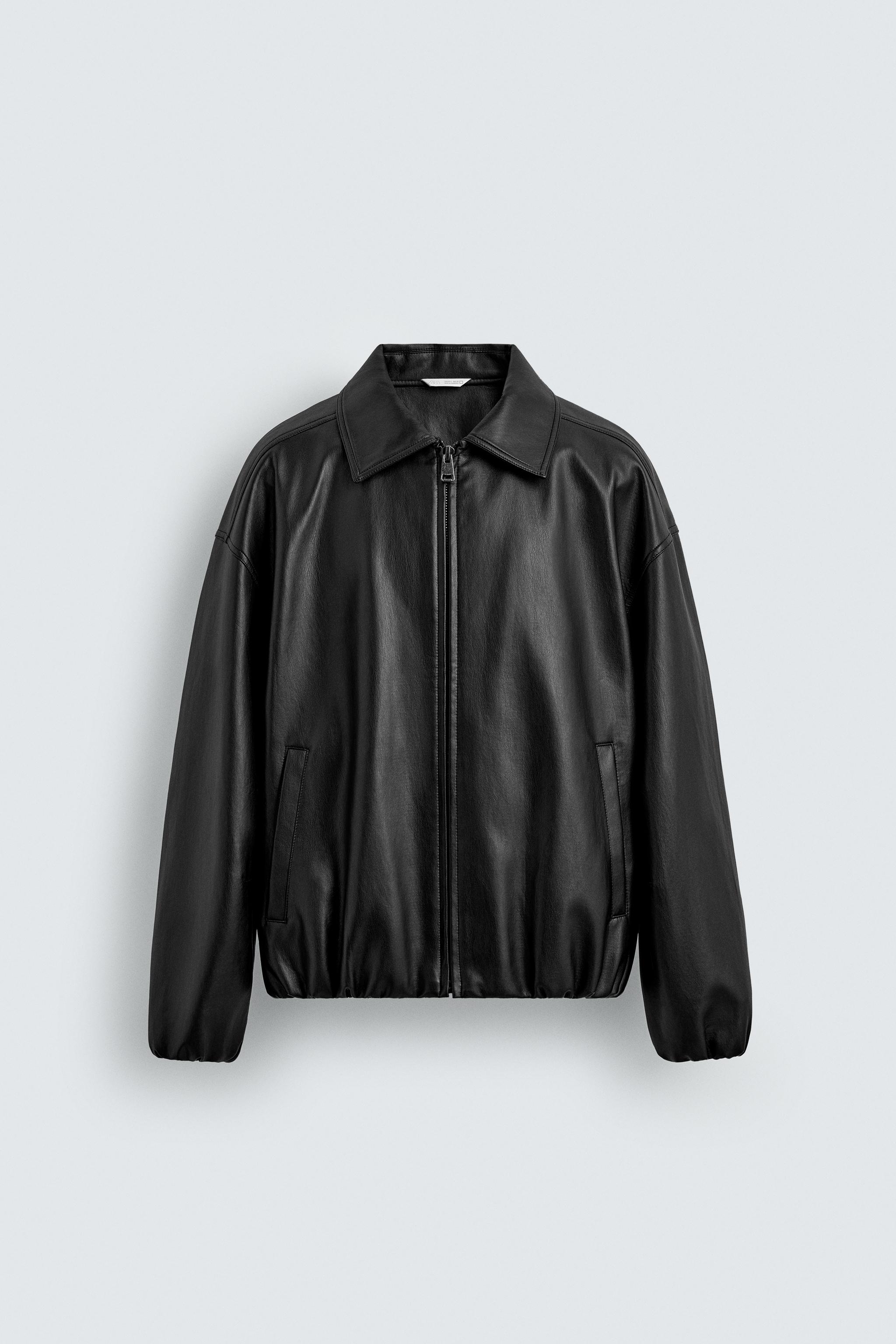 フェイクレザーボンバージャケット - ブラック | ZARA Japan / 日本
