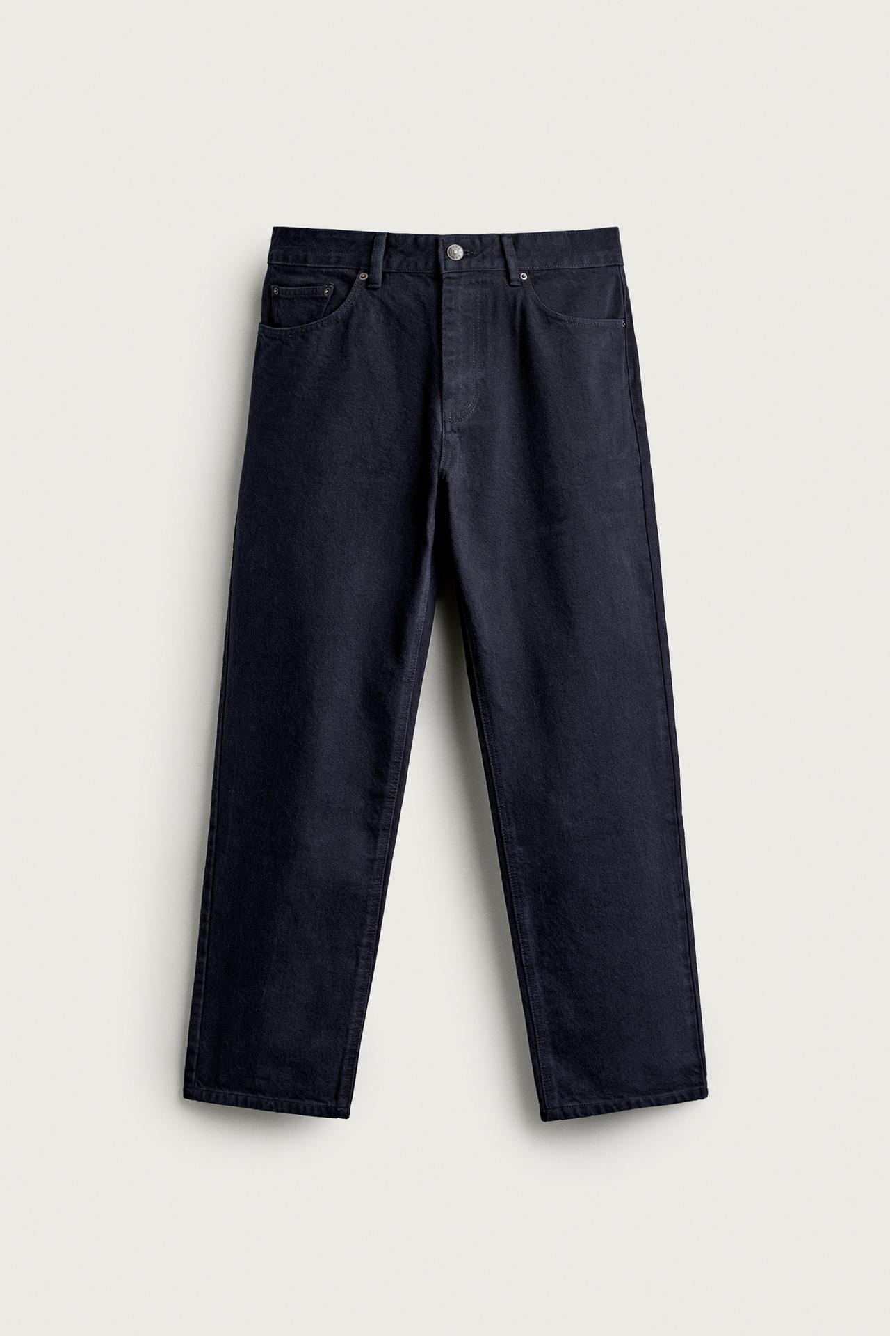 STRAIGHT-LEG TROUSERS — Navy blue
