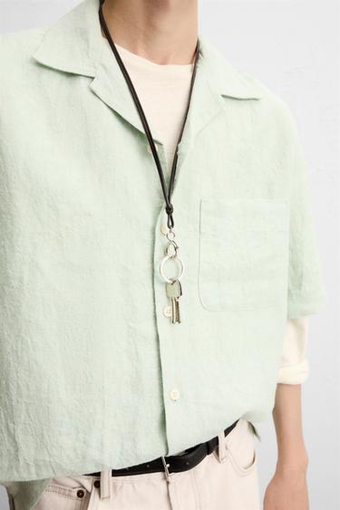 100% LINEN SHIRT - Turquoise by Zara - Image 5