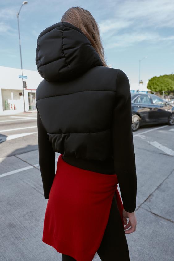 コントラストパフジャケット - ブラック | ZARA Japan / 日本