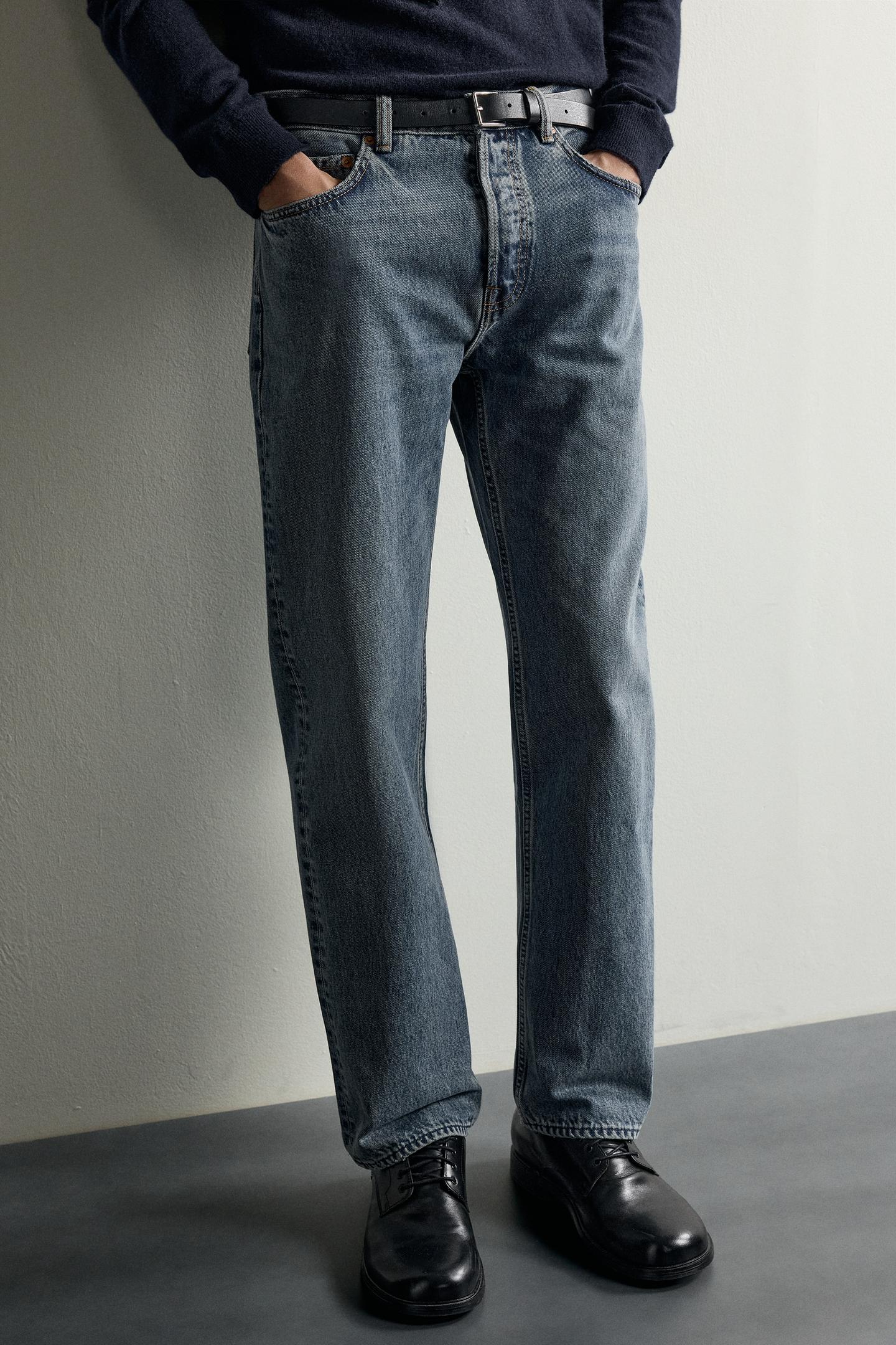 Мужские джинсы Zara Straight-Fit, цвет: Индиго — фото 5