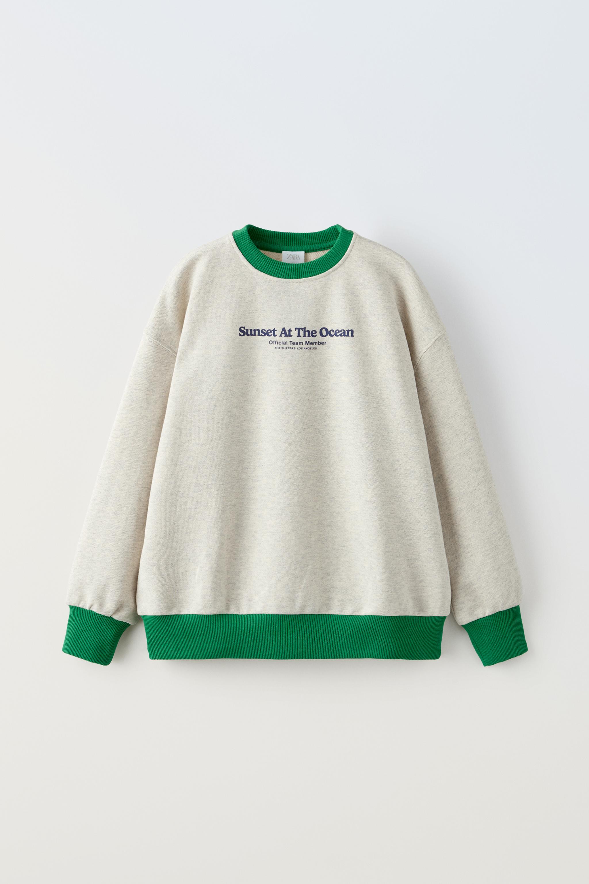 SLOGAN SWEATSHIRT WITH TRIMS Grey marl ZARA United Kingdom