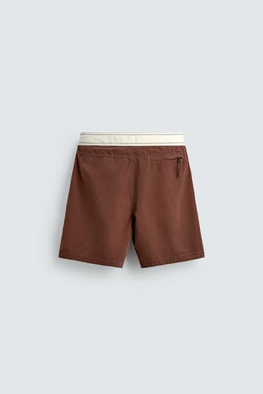 LONG SWIMMING TRUNKS WITH PUKAS SURF X ZARA BANDS - Brown by Zara - Image 7