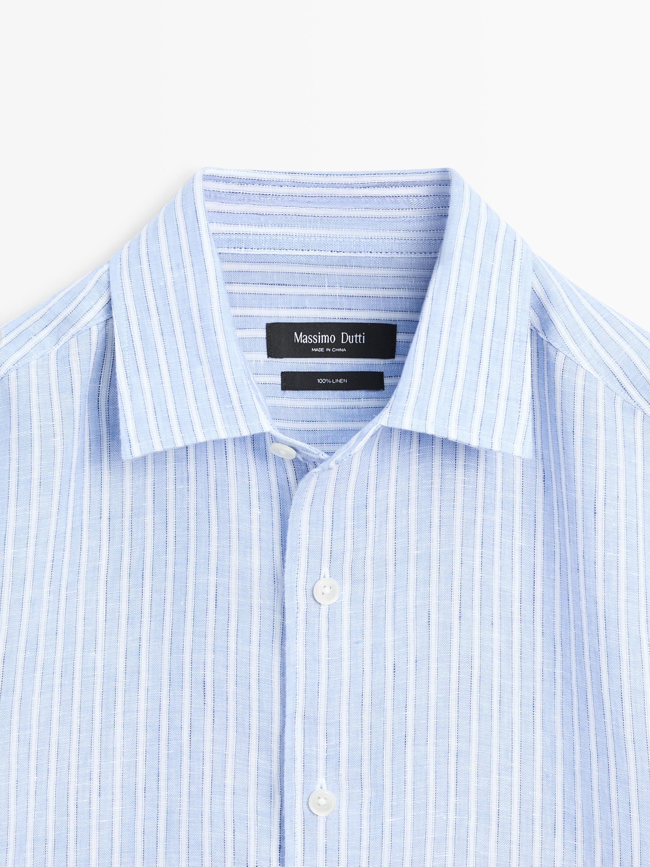 Chemise en lin à rayures regular fit