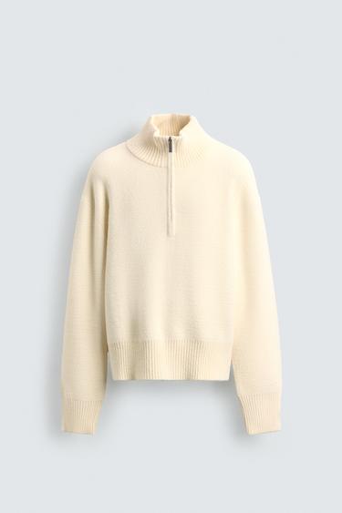 JERSEY PUNTO CUELLO CREMALLERA - Crudo de Zara
