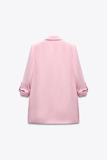 BLAZER WITH ROLLED-UP SLEEVES - Pink by Zara - Image 3