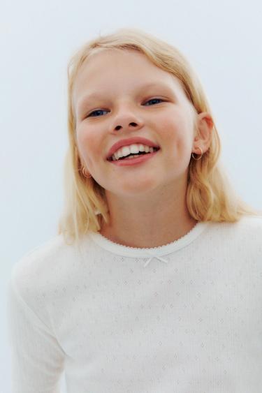 AGES 6-14 / TWO-PACK OF POINTELLE T-SHIRTS - Oyster-white by Zara