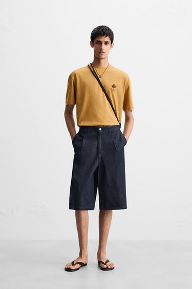 CONTRAST EMBROIDERY T-SHIRT - Mustard by Zara - Image 0