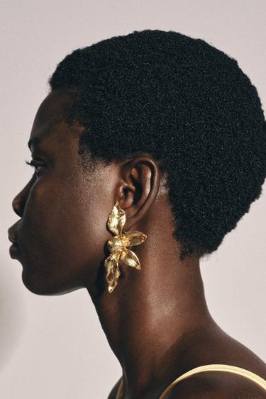 Zara FAN FLOWER EARRINGS - Golden
