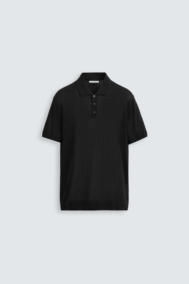 KNIT COTTON - SILK POLO SHIRT - Black by Zara