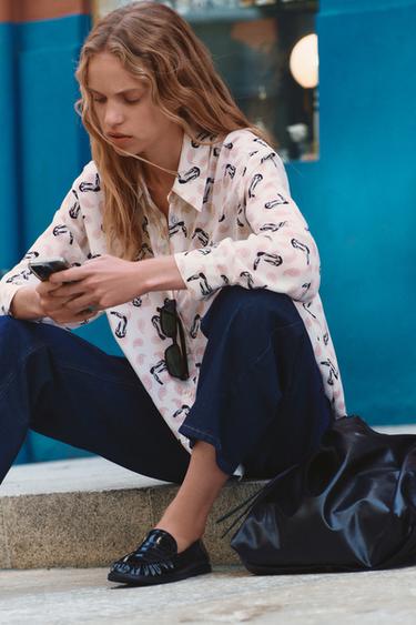 OVERSIZE-HEMD MIT PRINT - Bunt von Zara