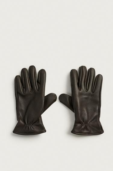 LEATHER GLOVES — Dark brown 1