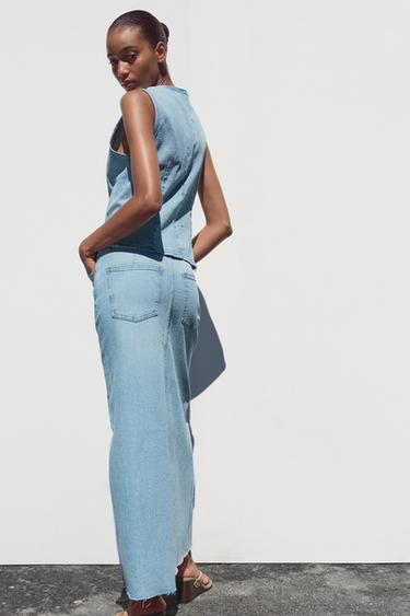 JUPE Z1975 MI-LONGUE EN JEAN - Bleu clair de Zara - Image 4