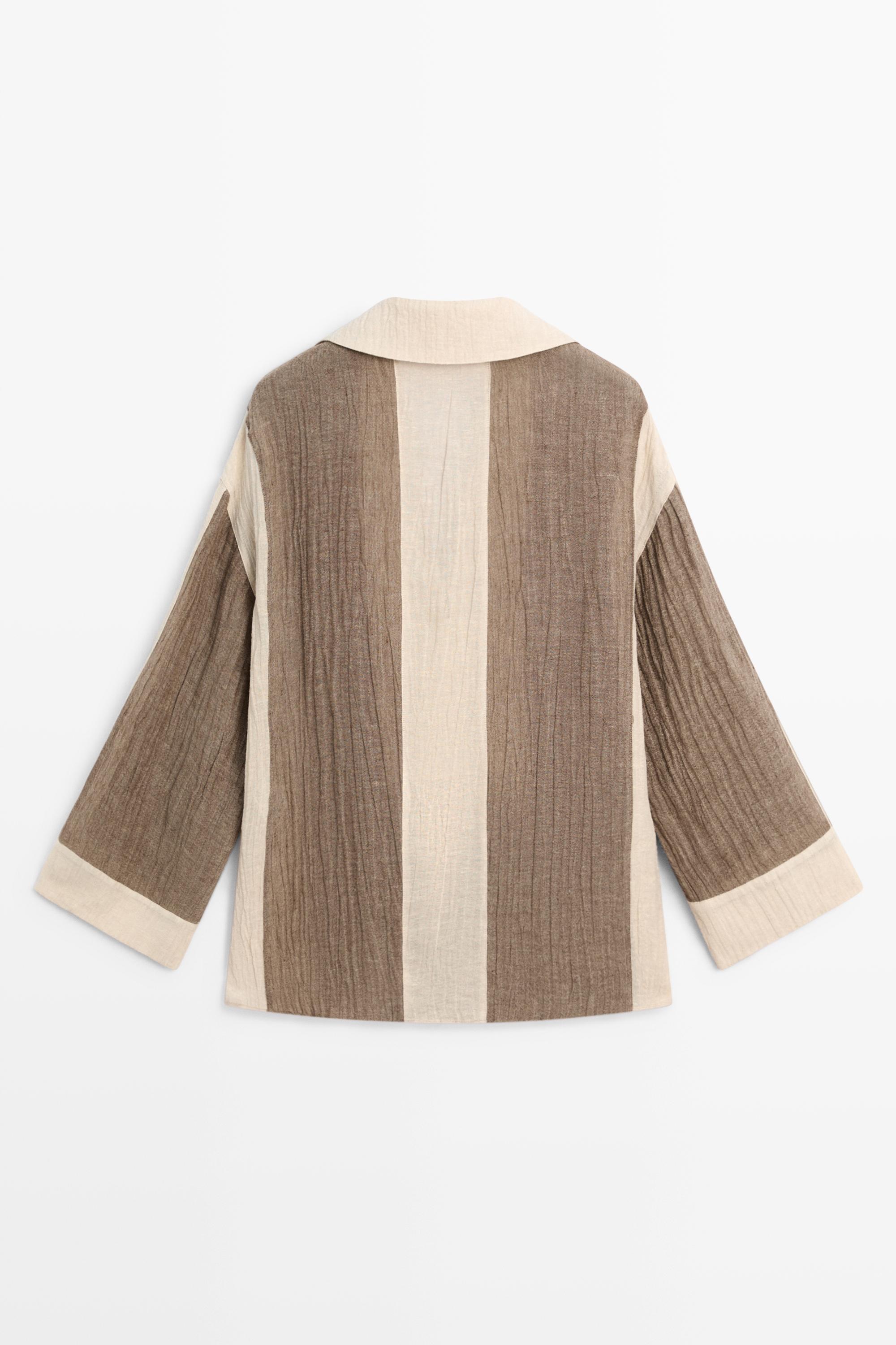 Flowing textured linen blend blouse