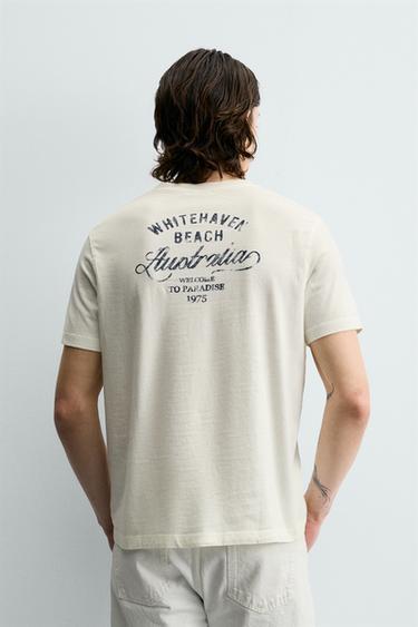 ФУТБОЛКА С ГРАФИЧЕСКИМ ПРИНТОМ "АВСТРАЛИЯ" — ЭКРЮ от Zara