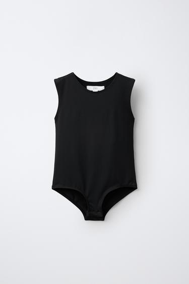 POLYAMIDE SLEEVELESS BODYSUIT — Black 1