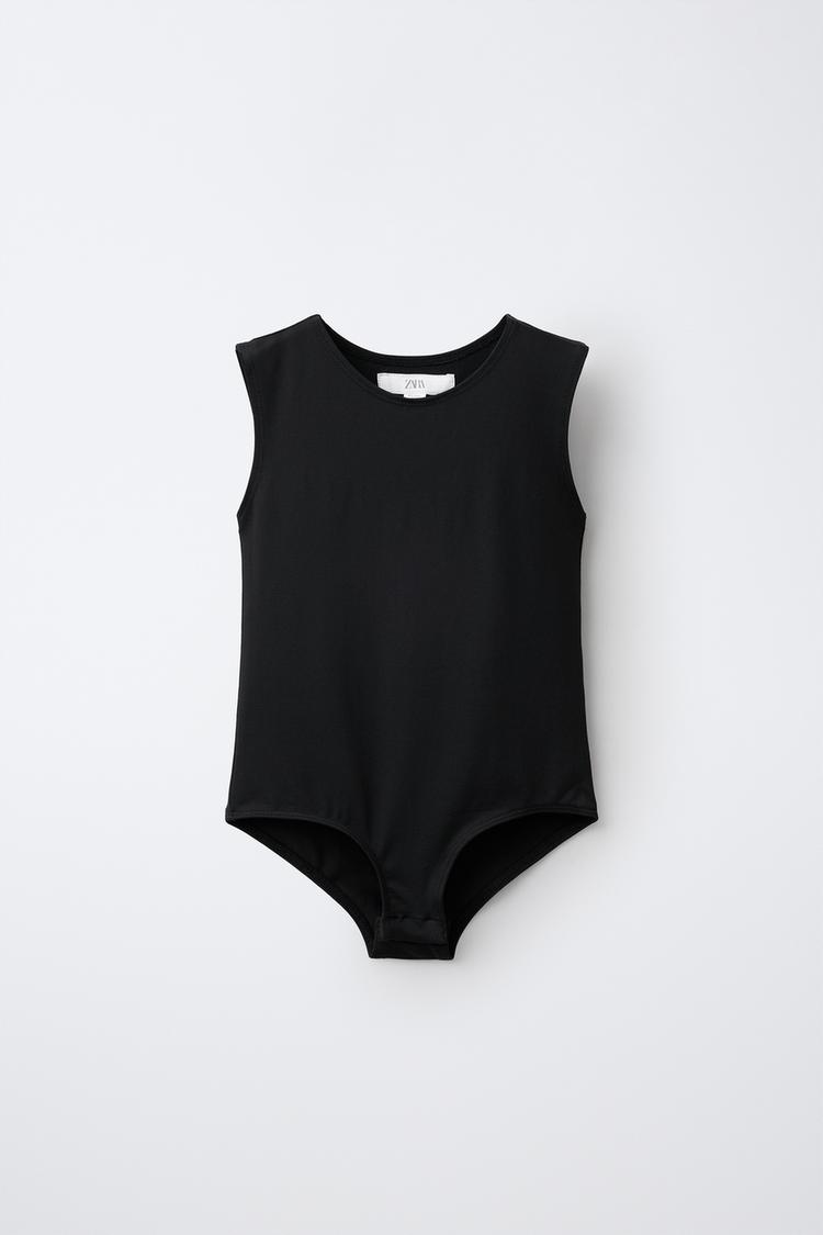 POLYAMIDE SLEEVELESS BODYSUIT — Black