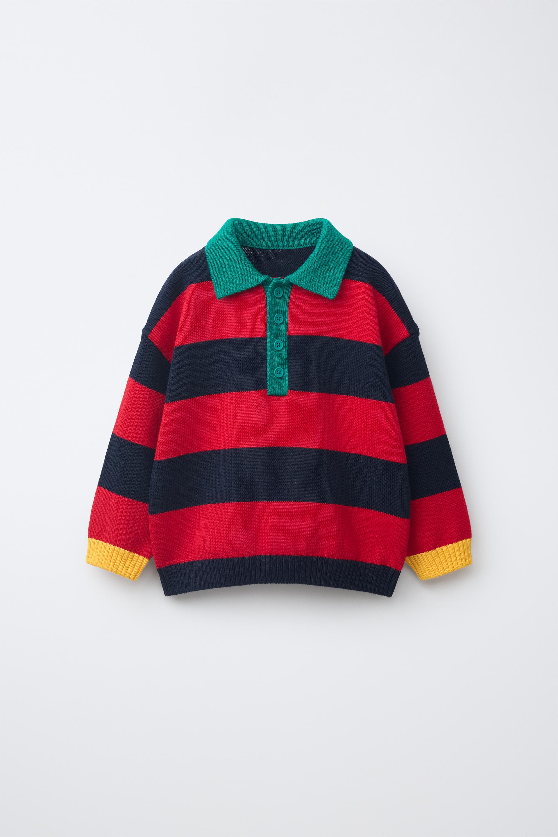 Striped Knit Polo Shirt
