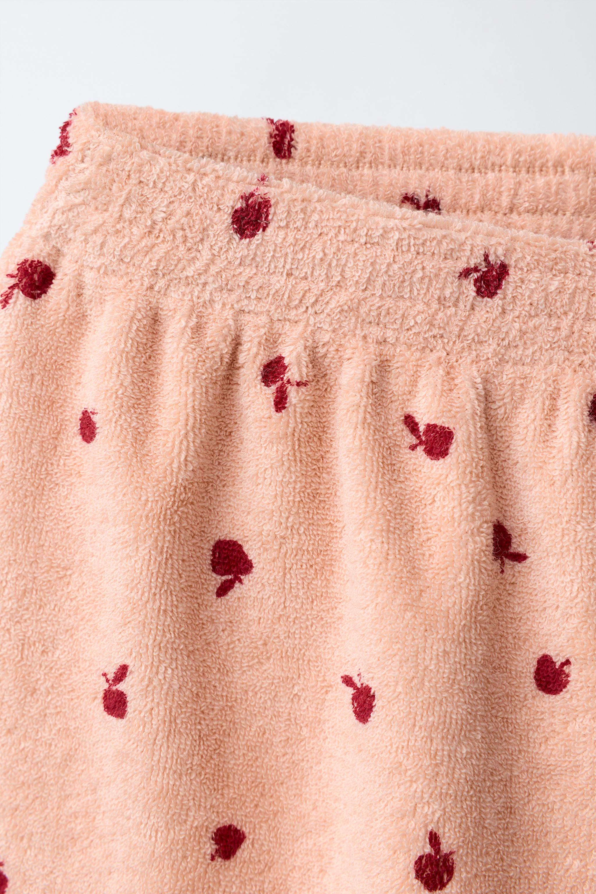 ENSEMBLE T-SHIRT ET BERMUDA CERISES EFFET ÉPONGE