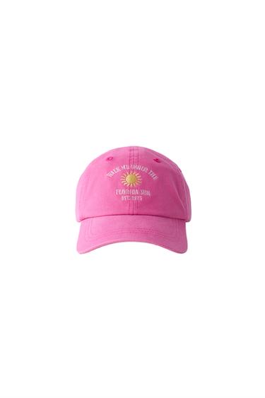 WASHED EFFECT EMBROIDERED CAP - Pink by Zara
