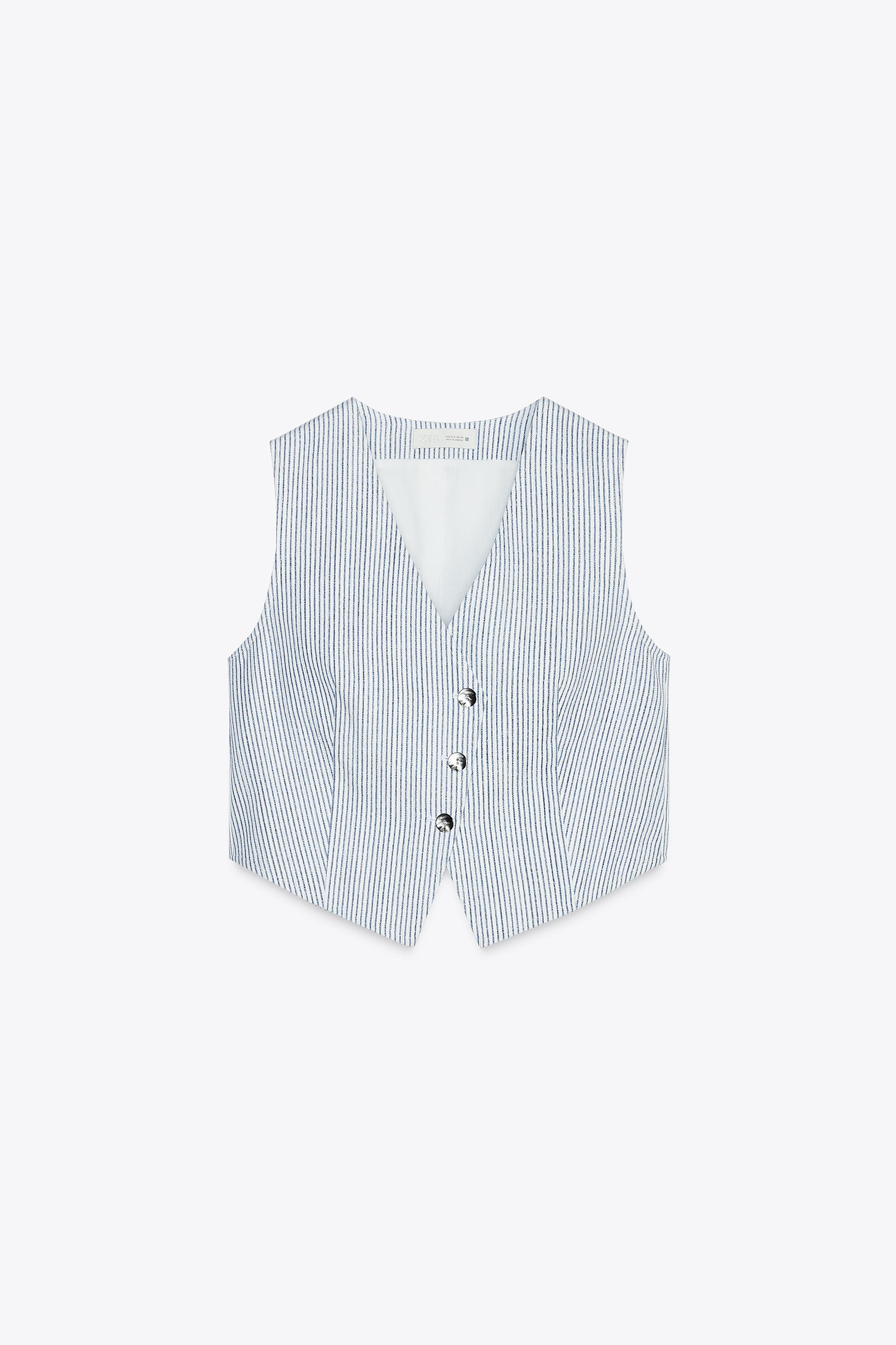 STRIPED PRINT VEST - Blue / White | ZARA Canada