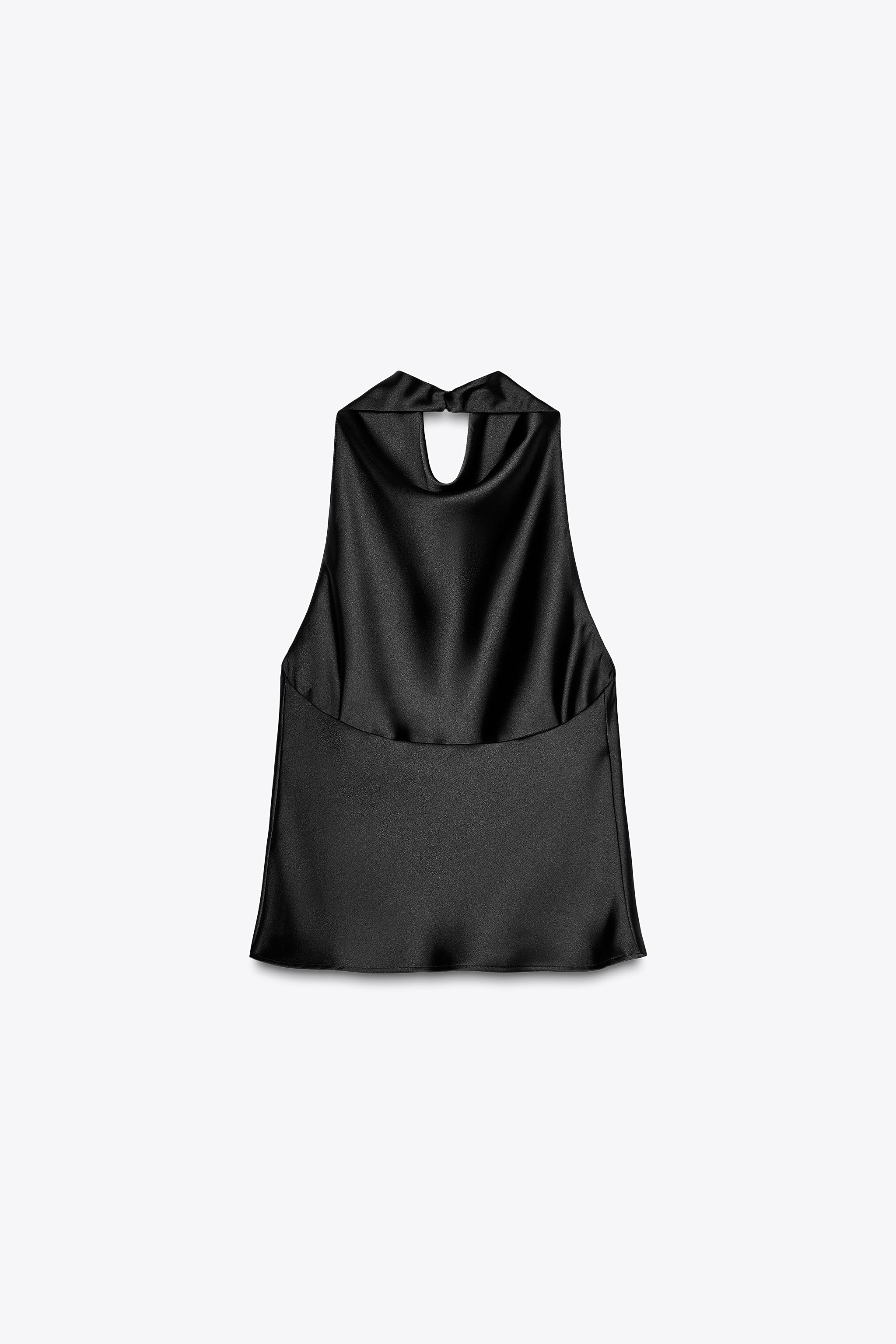 SATIN EFFECT HALTER TOP