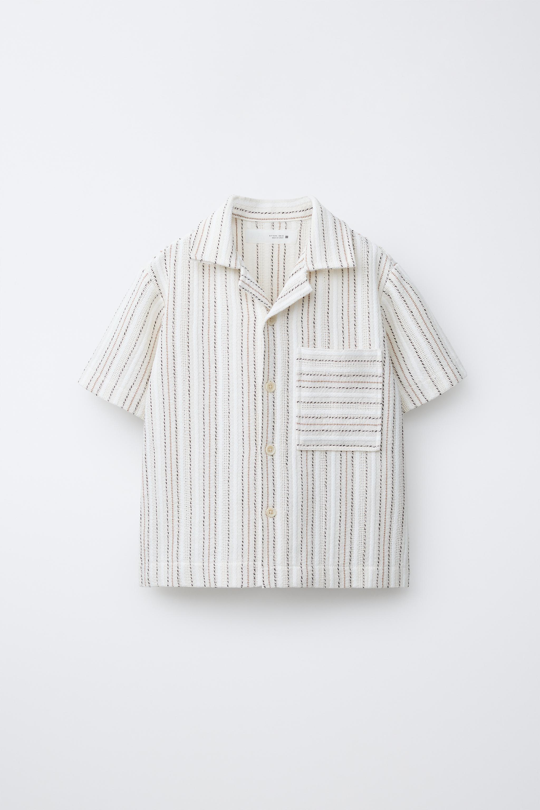 STRIPED PRINT BOWLING SHIRT
