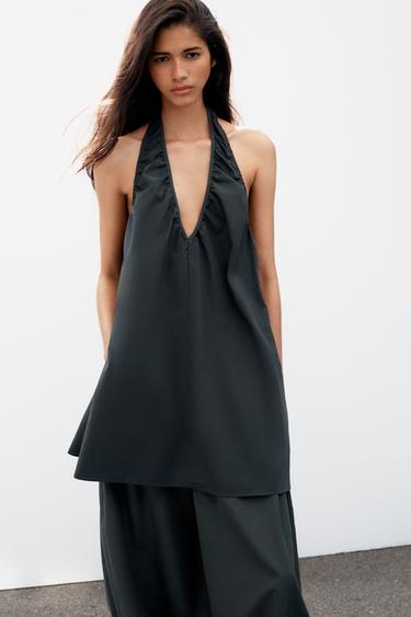 HALTER MINI DRESS WITH GATHERING - Dark anthracite by Zara - Image 2