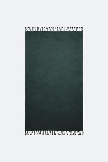 Zara FRINGED COTTON BEACH TOWEL - Green / Blue