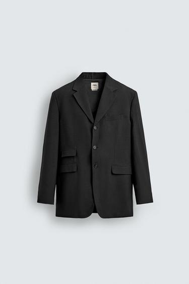 RELAXED FIT VISCOSE/LINEN SUIT BLAZER - Black by Zara