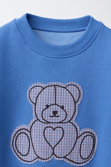 CHECKED BEAR PATCH SWEATSHIRT - Bluish by Zara - Image 2