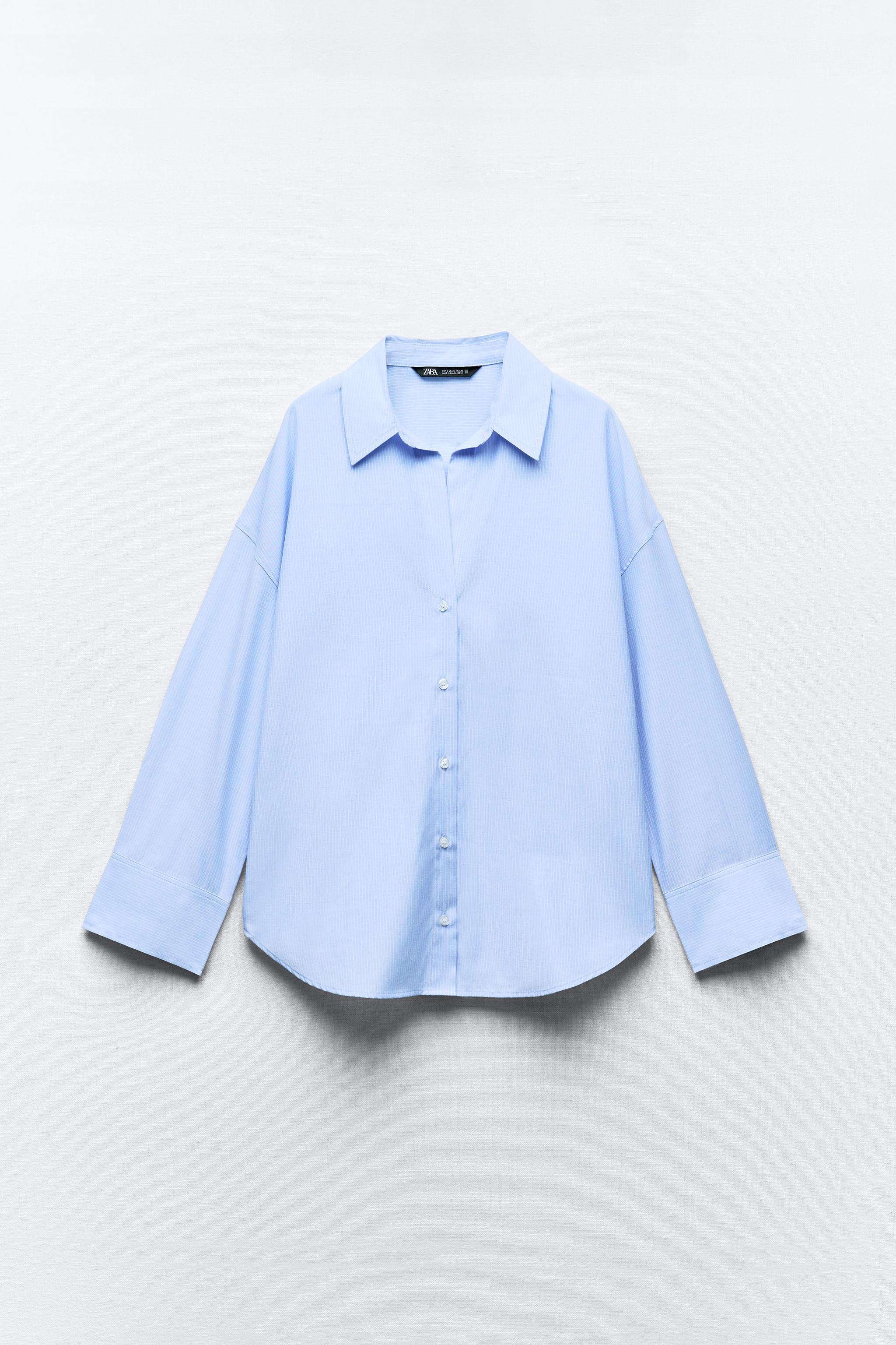 THIN STRIPE OXFORD SHIRT - White / Sky blue | ZARA United States