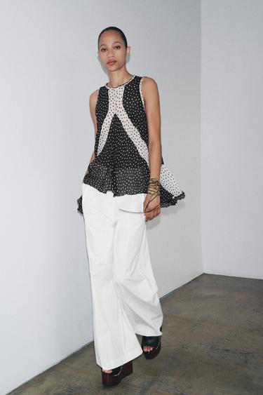 ZW COLLECTION POLKA DOT TOP - Black by Zara - Image 3