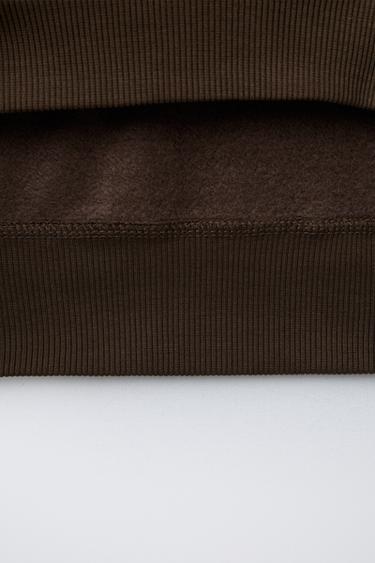 ENSEMBLE SWEAT À CAPUCHE ET PANTALON WIDE LEG BRODÉ - Marron de Zara - Image 7