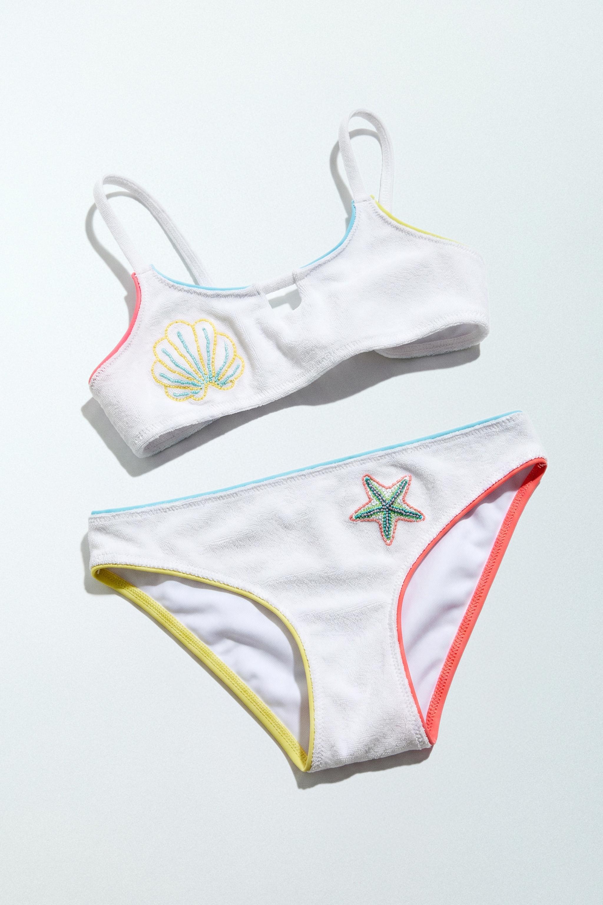 NAUTICAL EMBROIDERED BIKINI (6-14 YRS) — Ecru