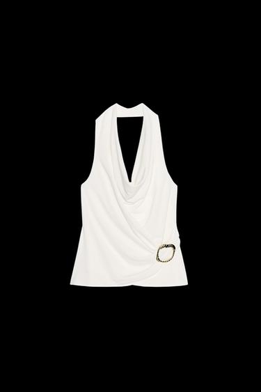 TOP DRAPEADO HEBILLA - Blanco roto de Zara - Imagen 0