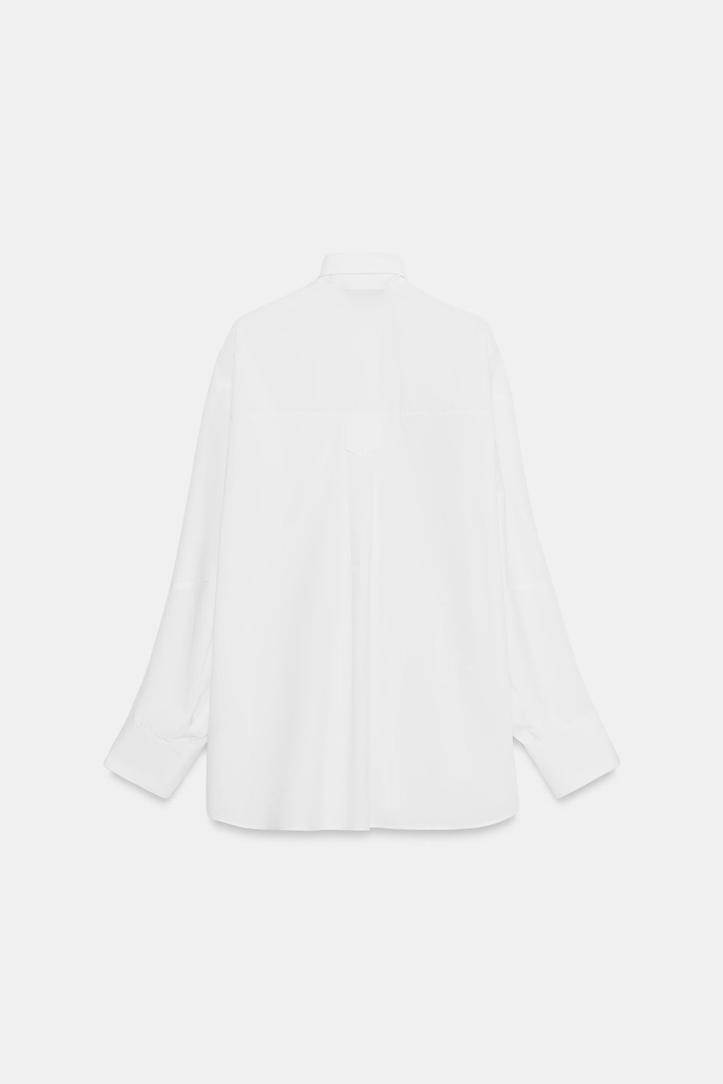 Женская рубашка Zara Oversized Pocket, цвет: Белый — фото 8