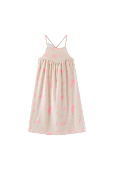 CONTRAST PALM TREE DRESS