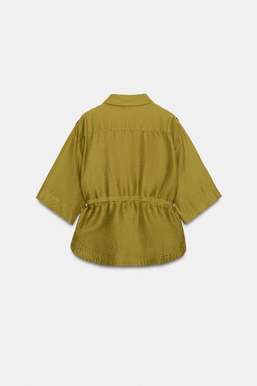 LINEN BLEND SAFARI SHIRT WITH DRAWSTRINGS - Oil by Zara - Image 5