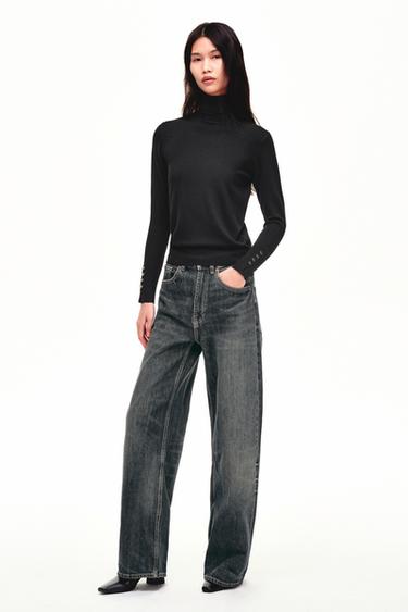 BASIC PLAIN KNIT JUMPER - Black by Zara