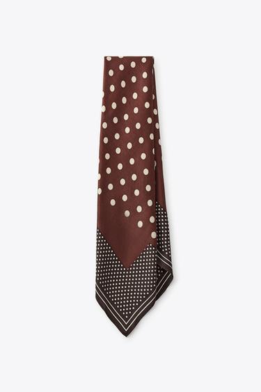FOULARD IMPRIMÉ À POIS - Marron de Zara - Image 4