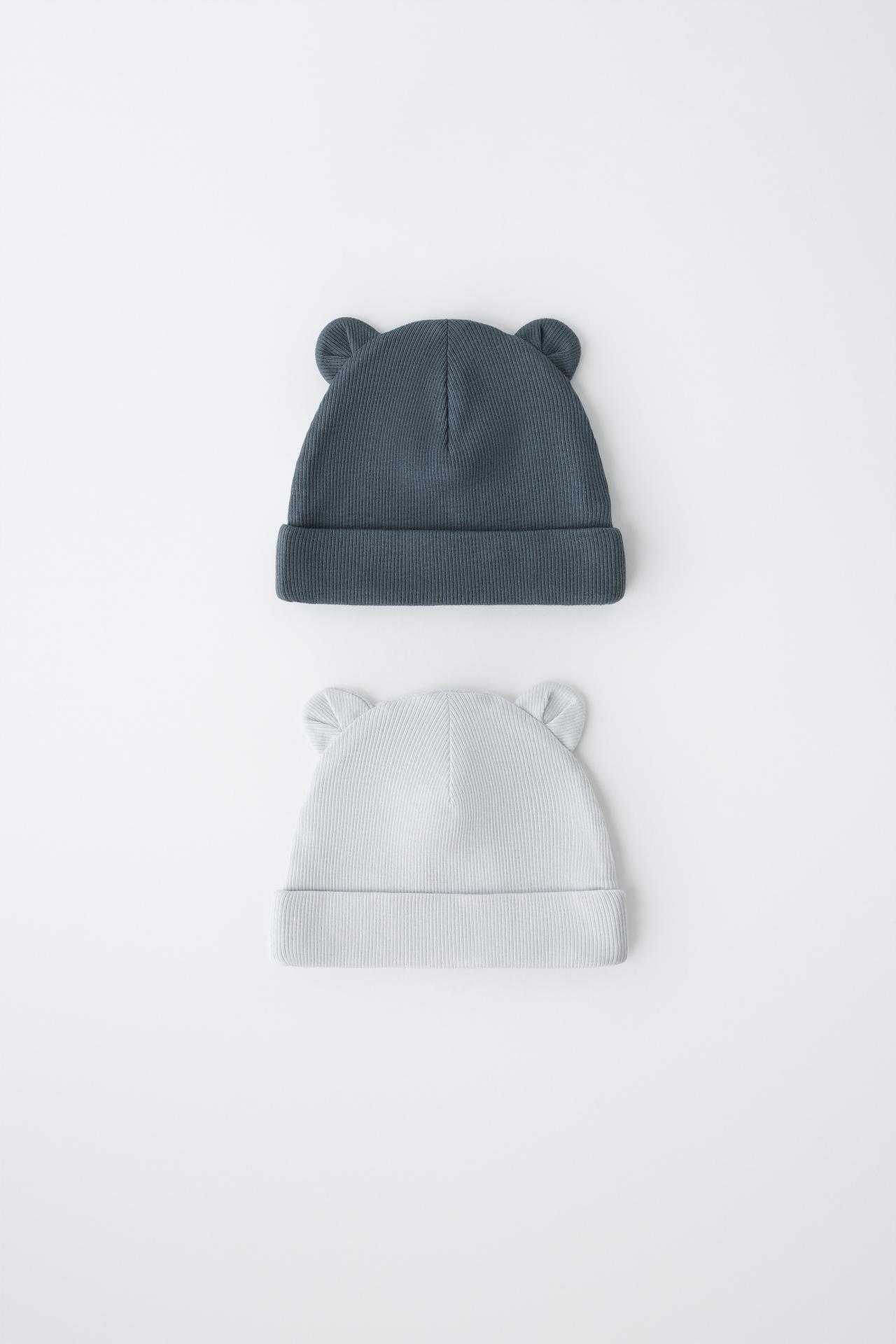 2-PACK RIBBED BEANIES WITH EARS — Blue