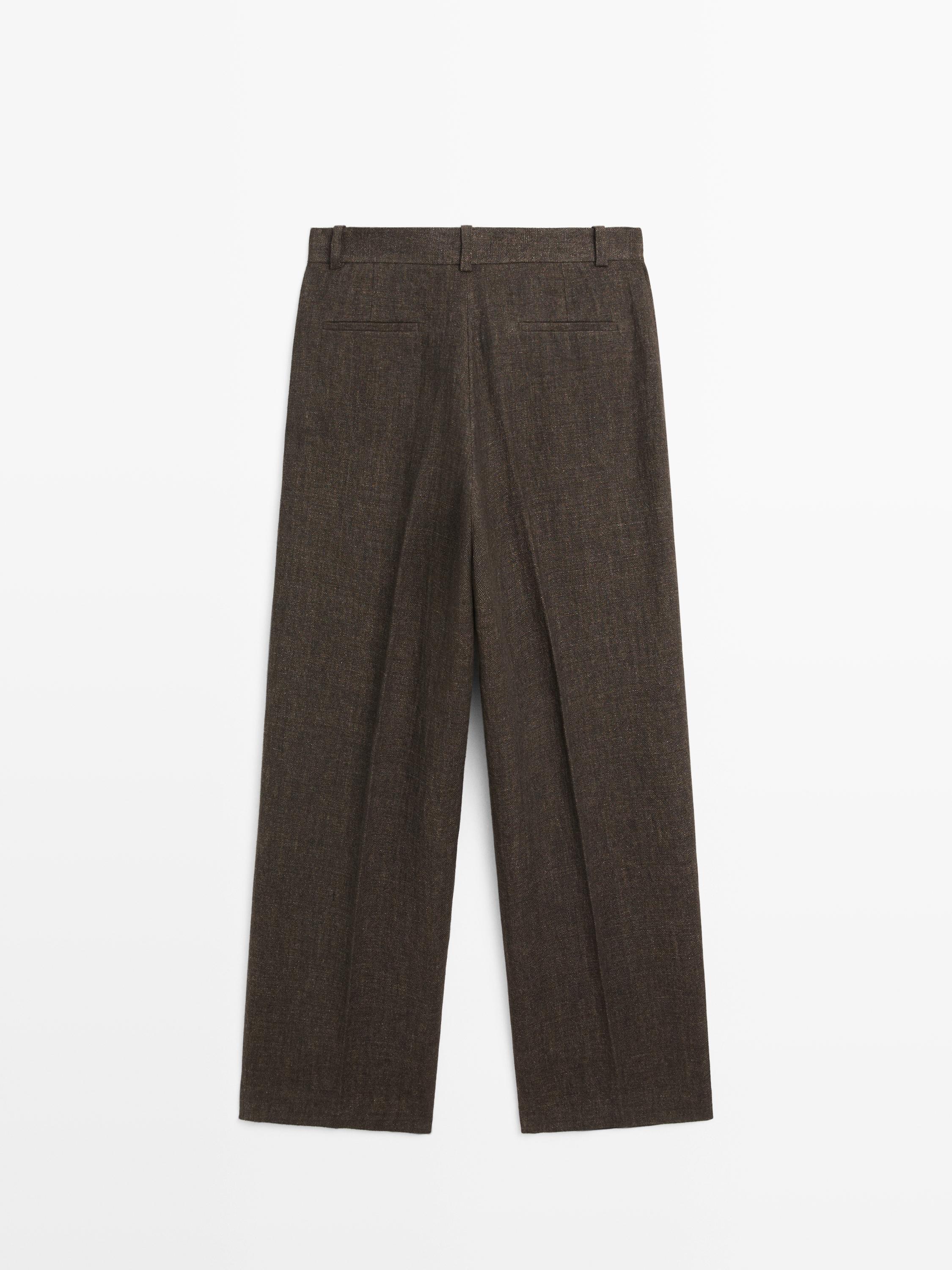 Total look melange linen darted trousers