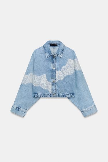 Z1975 レースショートデニムジャケットセットミディアムブルーZaraのZ1975 レースショートデニムジャケットセット - ミディアムブルー 