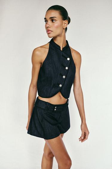 GILET HALTER LISERÉS CONTRASTE - Indigo de Zara - Image 6